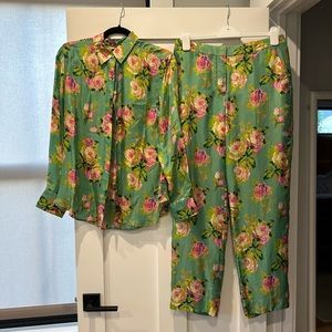 J. Crew silk blouse and pant set.